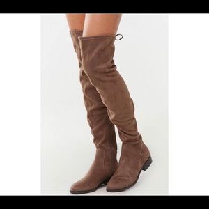 Women's Faux Suede Over-The-Knee Boots Grey
